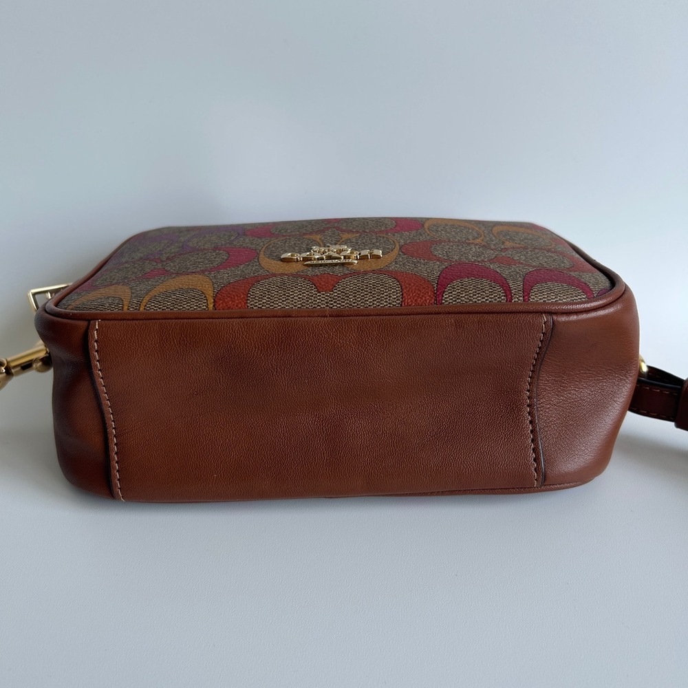 Coach Jes Crossbody 20 Rainbow Signature Canvas Leather Bag C1308 Excellent - Picture 3 of 11